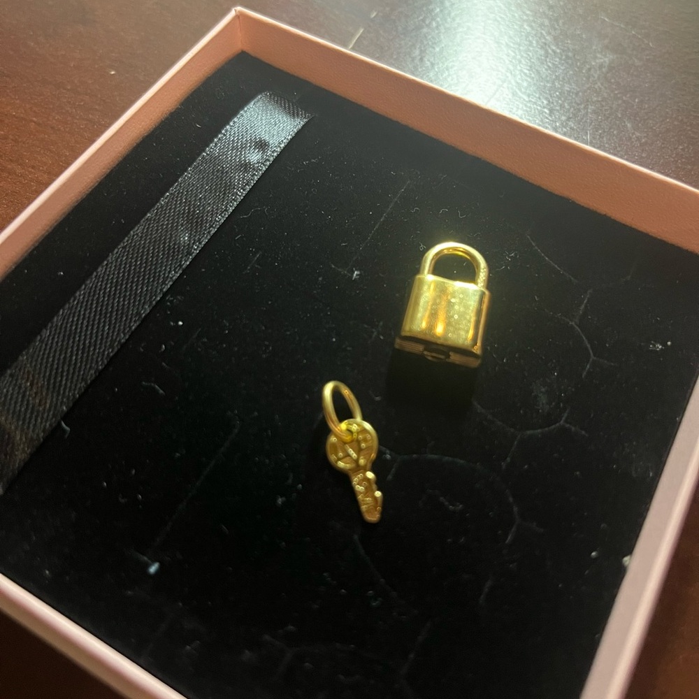 Gold Padlock & Key Dangle Charm - Picture 5 of 9